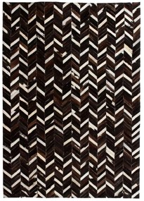 Covor piele naturala, mozaic, 120x170 cm zig-zag Negru alb Alb si negru, 120 x 170 cm