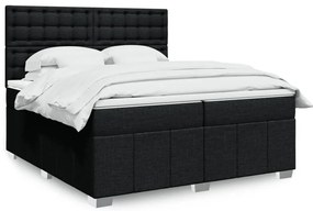 vidaXL Pat box spring cu saltea, negru, 200x200 cm, textil