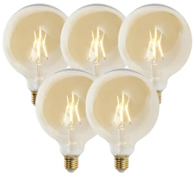 Set de 5 becuri LED reglabile E27 G125 auriu 5W 450lm 2200K