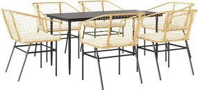 vidaXL Set de sufragerie de grădină de 7 piese sticlă poliratan maro