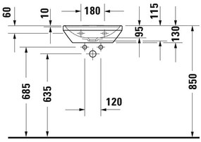 Lavoar baie pe blat Duravit D-Neo 45x34 cm