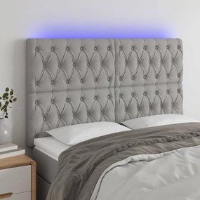 3122766 vidaXL Tăblie de pat cu LED, gri deschis, 160x7x118/128 cm, textil