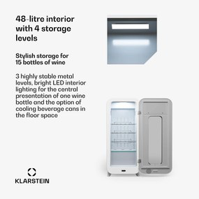 Klarstein Shirley 15 Uno, frigider pentru vinuri, 15 sticle, 5 - 20 °C, control tactil, retro
