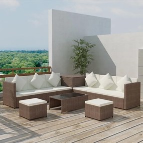 42994 vidaXL Set mobilier de grădină cu perne, 8 piese, maro, poliratan