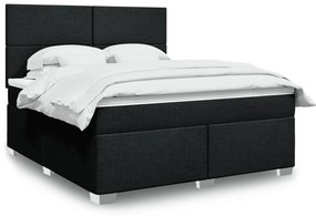 vidaXL Pat box spring cu saltea, negru, 180x200 cm, catifea