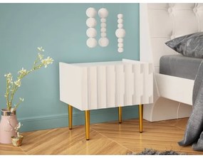 Noptieră ARCOS 46x50 cm alb/auriu