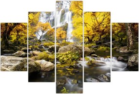 Tablou - Cascade în peisaj de toamnă, galben (150x105 cm)