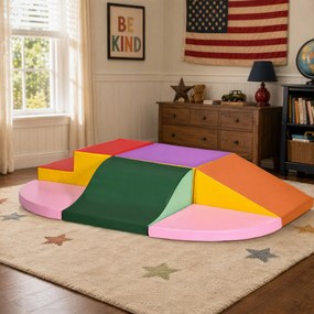 HOMCOM Set de Joacă pentru Copii 1-3 Ani cu 6 Piese de Construcție, 150x100x24 cm, Multicolor | Aosom Romania