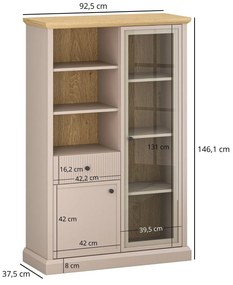 Vitrină Indices 2 (taupe + stejar pietros). 1116872