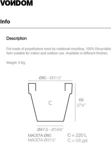 Ghiveci plante design decorativ exterior/interior MACETA PLANTER 80×69cm