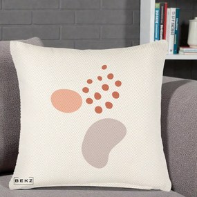 Perna Decorativa Abstract Forme Organice Pastel, 40x40 cm, Crem Reliefat, Husa Detasabila, Perna Inclusa, BEKZ®
