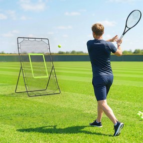 HOMCOM Plasă Rebounder Pliabilă pentru Fotbal și Baseball cu 21 de Corzi și Zonă de Precizie, 123x90x174 cm, Negru | Aosom Romania