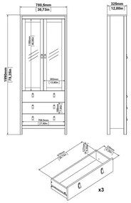 Vitrină grej 78x199x33 cm Madrid – Tvilum