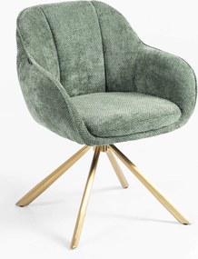 HR2055 BAZĂ STEA Scaun Verde Salvie Grid Premium cu Bază Aurie