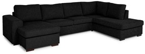 Colțar Scandinavian Choice B107Negru, 296x201x84cm, Picioare: Lemn