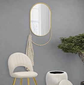 Oglinda decorativa aurie cu rama din metal, 40x79,5x5,5 cm, Oval Mauro Ferretti