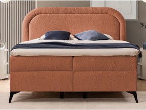 Pat boxspring portocaliu cu spațiu de depozitare 200x200 cm Ornes – Ropez