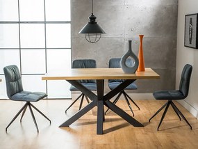 Masă de sufragerie 180 cm Cecily (stejar + negru mat) (pentru 6 până la 8 persoane). 1050072
