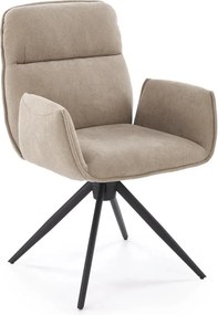 Scaun K574, bej inchis/negru, stofa catifelata/otel, 60x60x88 cm