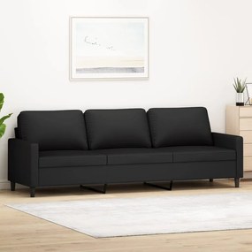 Canapea cu 3 locuri, negru, 210 cm, material catifea Negru, 228 x 77 x 80 cm