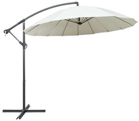 Umbrela de soare suspendata, alb, 3 m, stalp de aluminiu