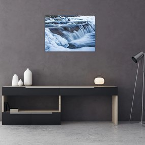 Tablou pe sticlă - Râu iarna (70x50 cm)