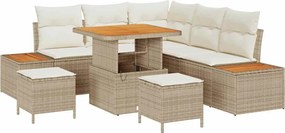 vidaXL Set de canapele pentru grădină cu pernă 8 pcs Bej Rattan poli