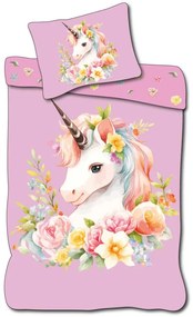 Unicorn Wreath set lenjerie de pat 140×200cm, 70×90 cm