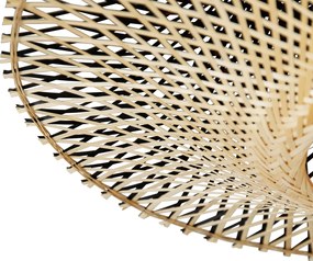 Lampa de podea modernă arcuită neagră cu abajur oriental și bambus 50 cm - XXL Rina