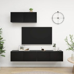 vidaXL Set dulapuri TV, 3 piese, negru, lemn prelucrat
