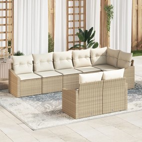 vidaXL Set de canapele pentru grădină 8 pcs Bej Rattan poli