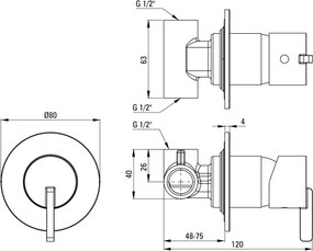Silia Baterie pentru duș, îngropat, fără comutator de duș Finisaj: Alb BQS_A44L