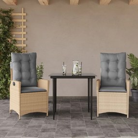 3213254 vidaXL Set mobilier de grădină cu perne, 3 piese, bej, poliratan