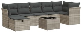 3325318 vidaXL Set mobilier de grădină cu perne, 8 piese gri deschis poliratan