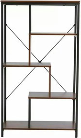 Biblioteca NET B, nuc inchis/negru, PAL laminat/metal, 75x35x132 cm