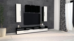 Living haaus Haga V9, Alb Lucios/Negru, MDF, L 240 cm