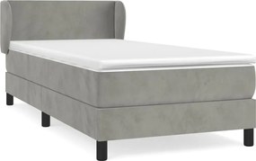 vidaXL Pat box spring cu saltea, gri deschis, 100x200 cm, catifea