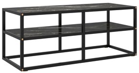 vidaXL Comodă TV, negru, 100 x 40 x 40 cm, sticlă de marmură neagră
