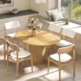HOMCOM Masă Extensibilă Rotundă pentru 6-8 Persoane, culoare Lemn | Aosom Romania