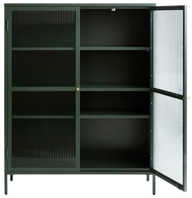 Vitrină din metal Unique Furniture Bronco, înălțime 140 cm, verde