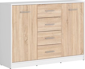 Comoda NEPO PLUS, stejar sonoma/alb, PAL, 119x34x84 cm