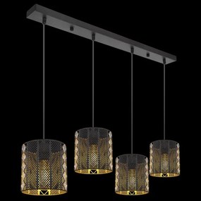 Lustră pe cablu Globo 15450-4H ABINY 4xE27/60W/230V auriu/negru