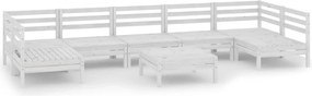 vidaXL Set mobilier relaxare grădină, 8 piese, alb, lemn masiv de pin