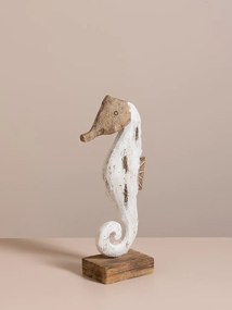 Decorațiune căluț de mare din lemn de paulownia, H33 cm
