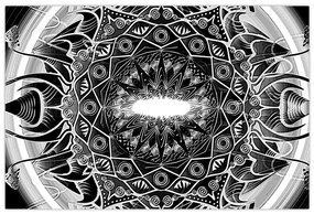 Tablou cu ornamente alb negre (90x60 cm)