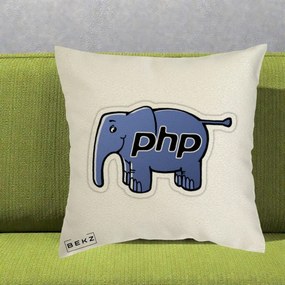 Perna Personalizata PHP Elephant, 40x40 cm, Ecru, Husa Detasabila, Perna Inclusa, BEKZ®