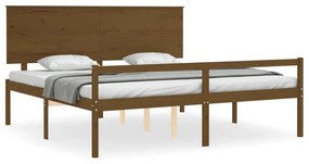 3195504 vidaXL Cadru de pat senior cu tăblie, 200x200 cm maro miere lemn masiv