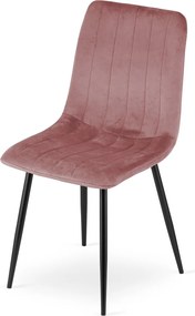 Roz scaun bucatarie LAVA din catifea cu picioare negre