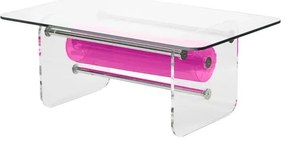 Set Masute Cafea colectie KUUMO MW, perna roz, laterale PMMA, transparente si blat de sticla 12 mm