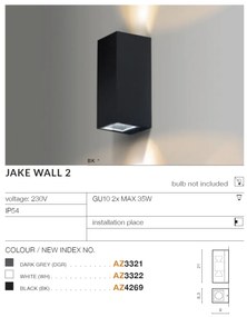 Aplica moderna exterior cu iluminat ambiental IP54 JAKE WALL 2 negru
